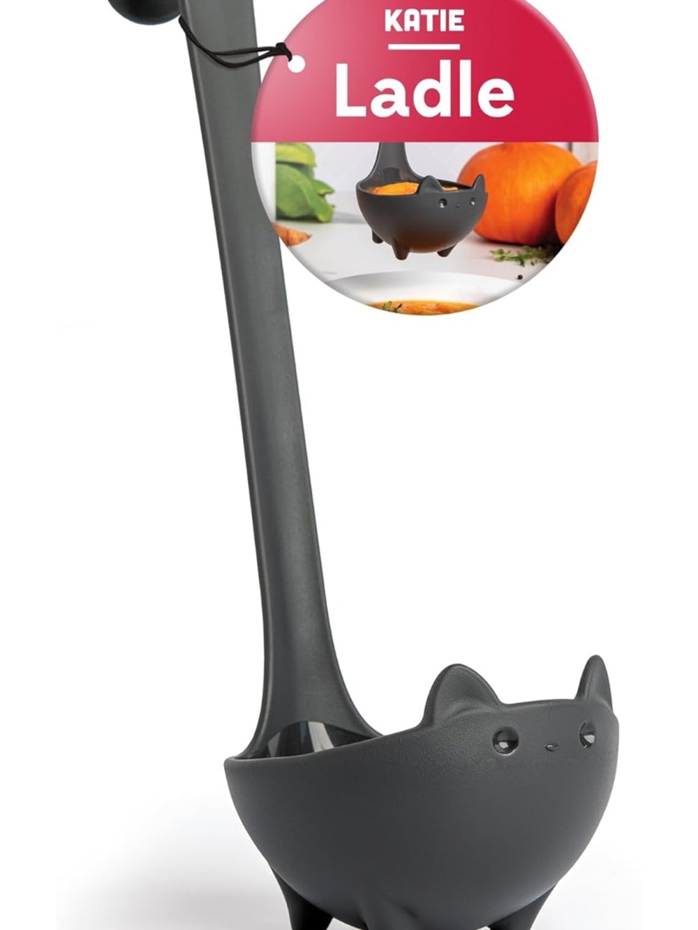 Skatie Dark Gray Cat Ladle with Stand